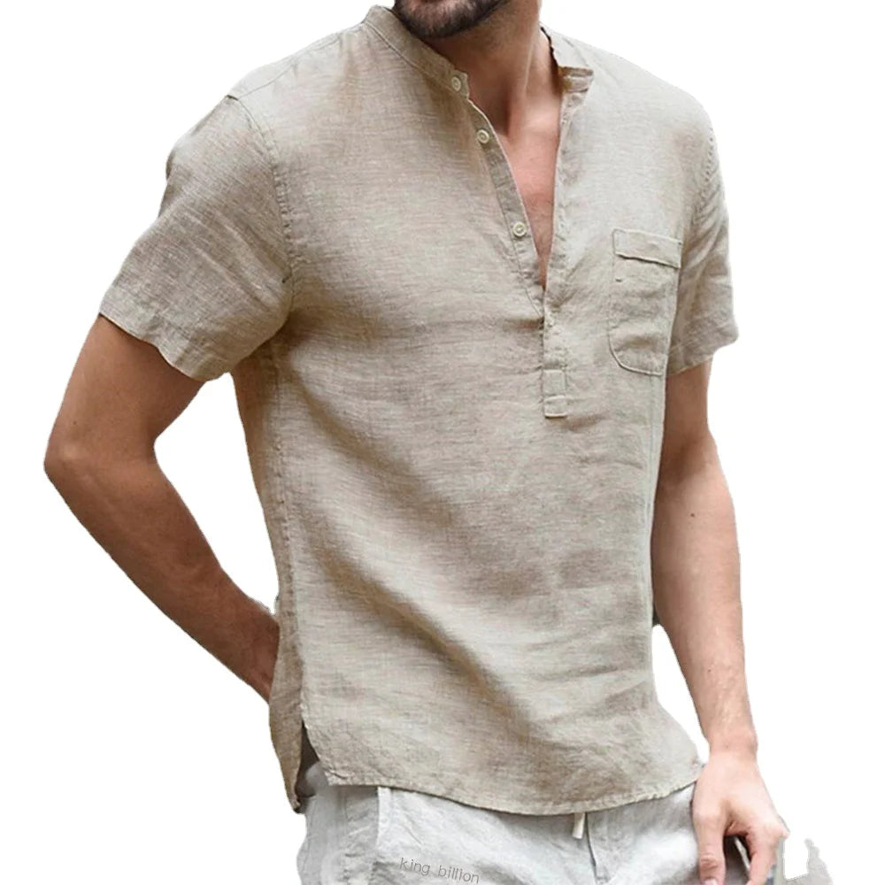 Men's Cotton Linen Short Sleeve T-Shirt