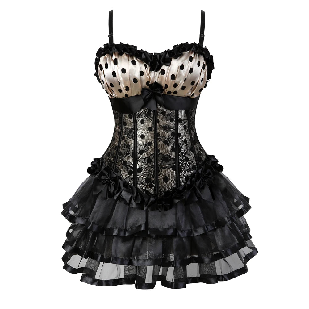 Women's Corset Dress with Straps & Lace | Plus Size Bustier Set
