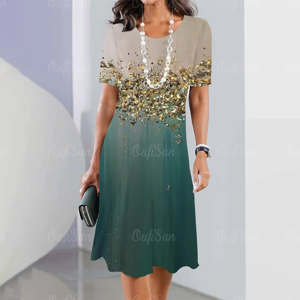 Elegant Graphic Print Midi Dress