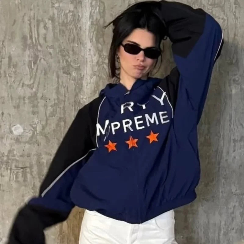 Women's Lightweight Hooded Jacket with Star Graphic
