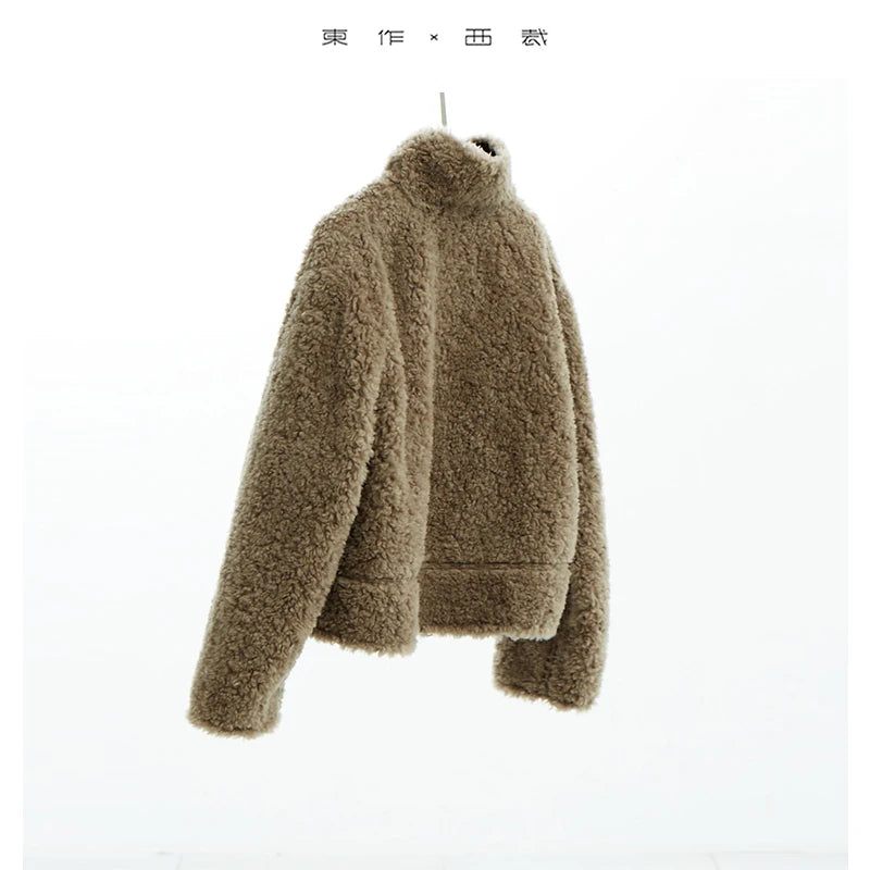Teddy Style 100% Wool Coat~Women's Short Lazy Style Loose Jacket Autumn and Winter New Model 2025 Faux Fur