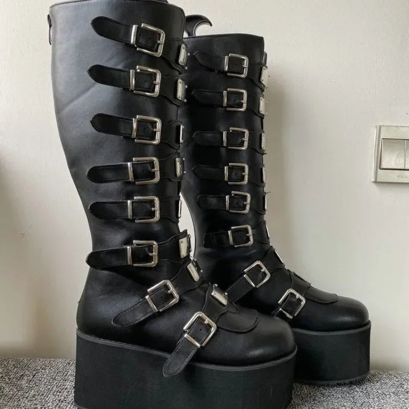 Gothic Platform Buckle Boots