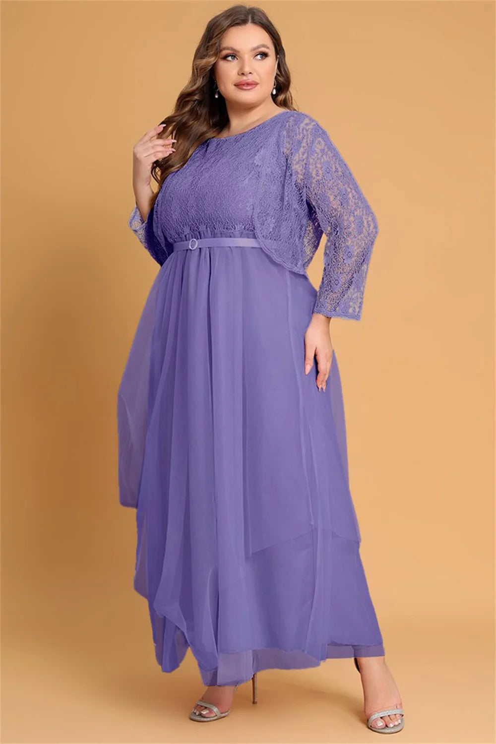 Elegant Sequined Chiffon Maxi Dress