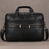 Luufan Genuine Leather Men's Business Handbag 15" Laptop Briefcase Bag Male A4 Document Shoulder Message Computer Bag Work Tote