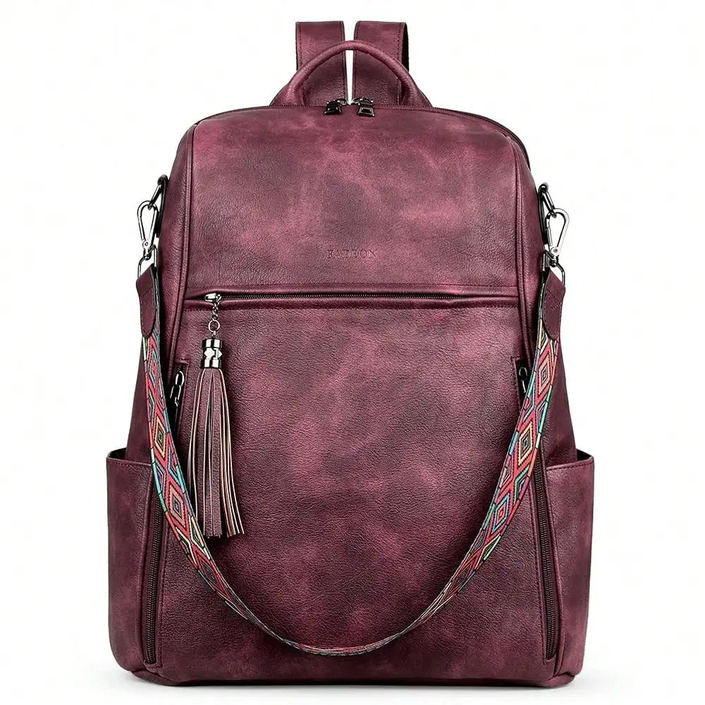 Women's Genuine Leather Laptop Backpack — 15.6" Retro Style
