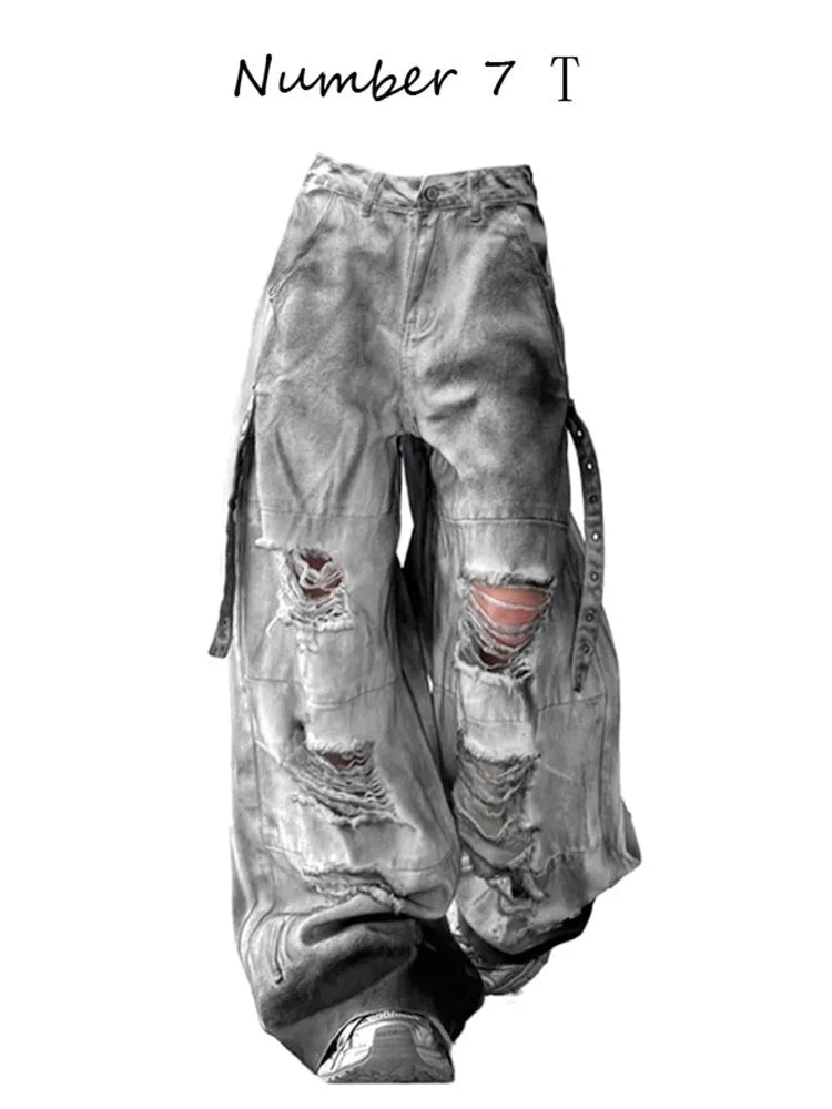 Women's Wide-Leg Distressed Jeans | High Street Style