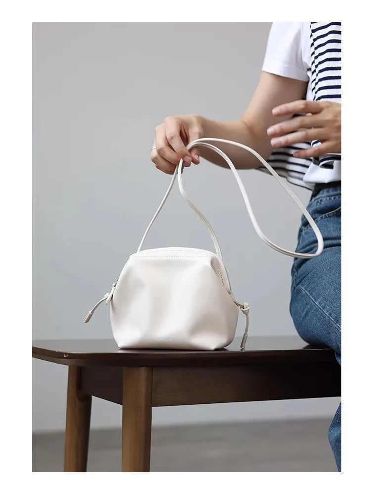 Women's Real Leather Crossbody Bags Luxury Designer Soft Black Shoulder Bag Cowhide Small Size Versatile Fashion Purses