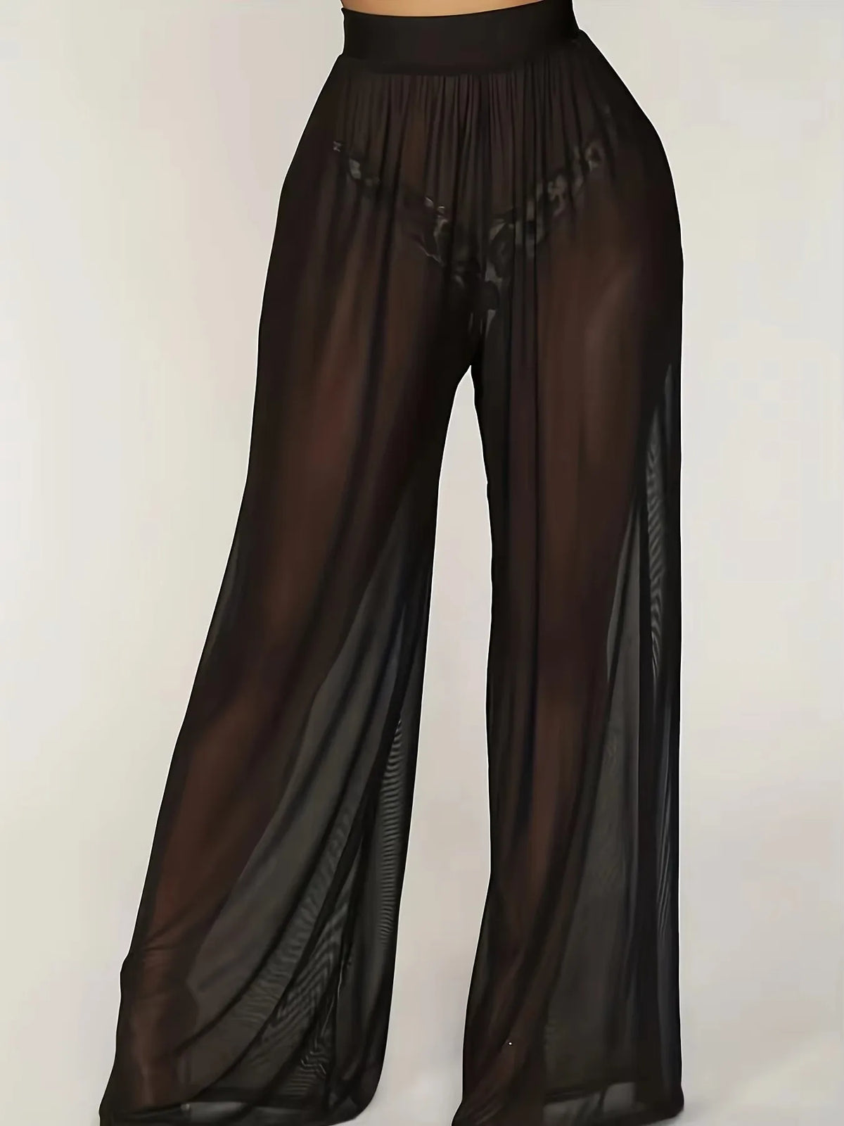 Women's Black Lace Wide-Leg Pants