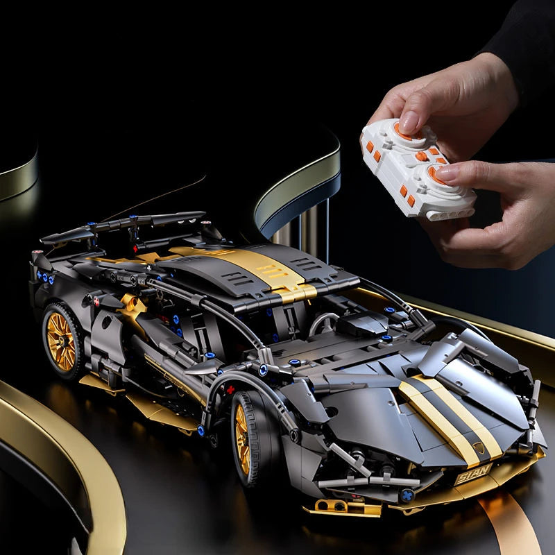 Technology 1:14 Black Supercar racing building blocks assembled brick car toy gift for boys birthday present
