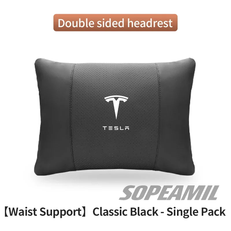 Car Double-Sided Suede Leather Headrest Neck Support Pillow Seat Waist Cushion Tesla Cybertruck Model 3 Model Y Model S Model X