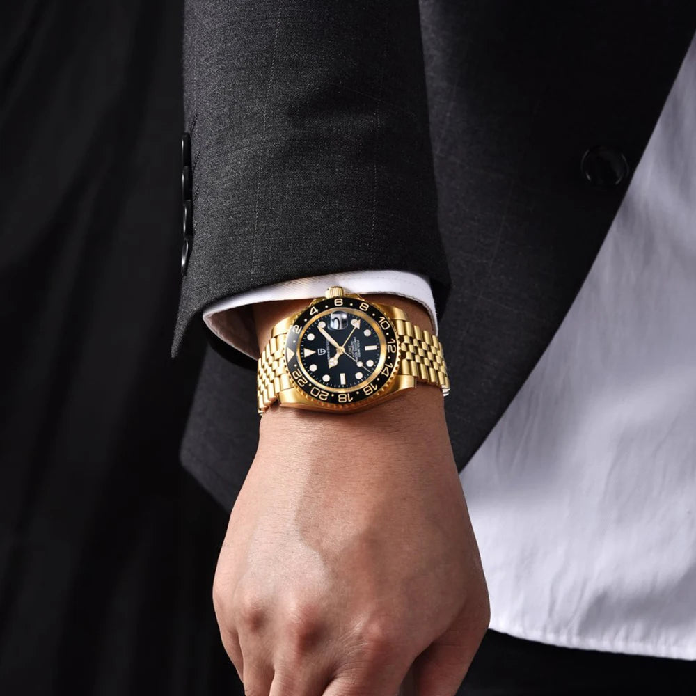 PAGANI DESIGN 40mm Automatic GMT Wristwatch Stainless Steel Waterproof Men Watch Top Brand Mechanical sports Watches Men PD-1662
