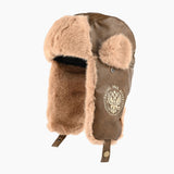 Vintage PU Leather Aviator Bomber Hat Russian Style Thermal Faux Fur Trooper Caps Outdoor Winter Skiing Windproof Helmet Bonnet