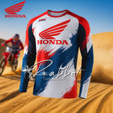 Men’s Honda Track Rider Long Sleeve Racing Jersey - Quick Dry Moto T-Shirt