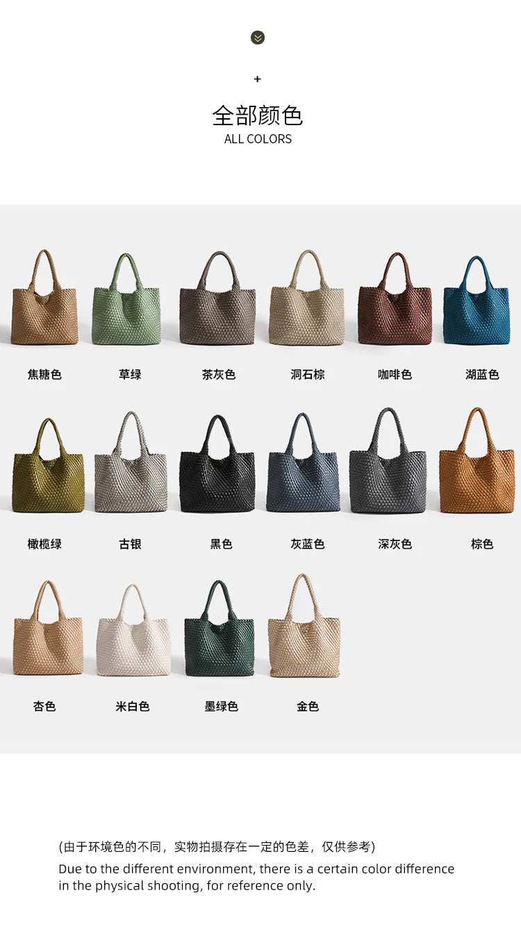 Woven Tote Bag For Women Soft Foldable Top-Handle Wristlet Bag Fashion Hobo Handbag Composite Bag with Coin Purse
