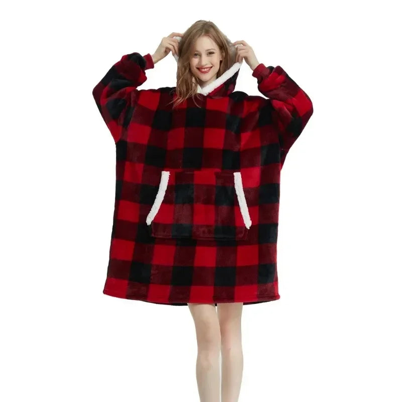 Oversized Microfiber Fleece Hoodie Blanket