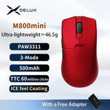 Delux M800mini Wireless Gaming Mouse, 46g Lightweight,PAW3311,1KHz Polling Rate Recharge Mice for Small to Medium Hand PC Gamer
