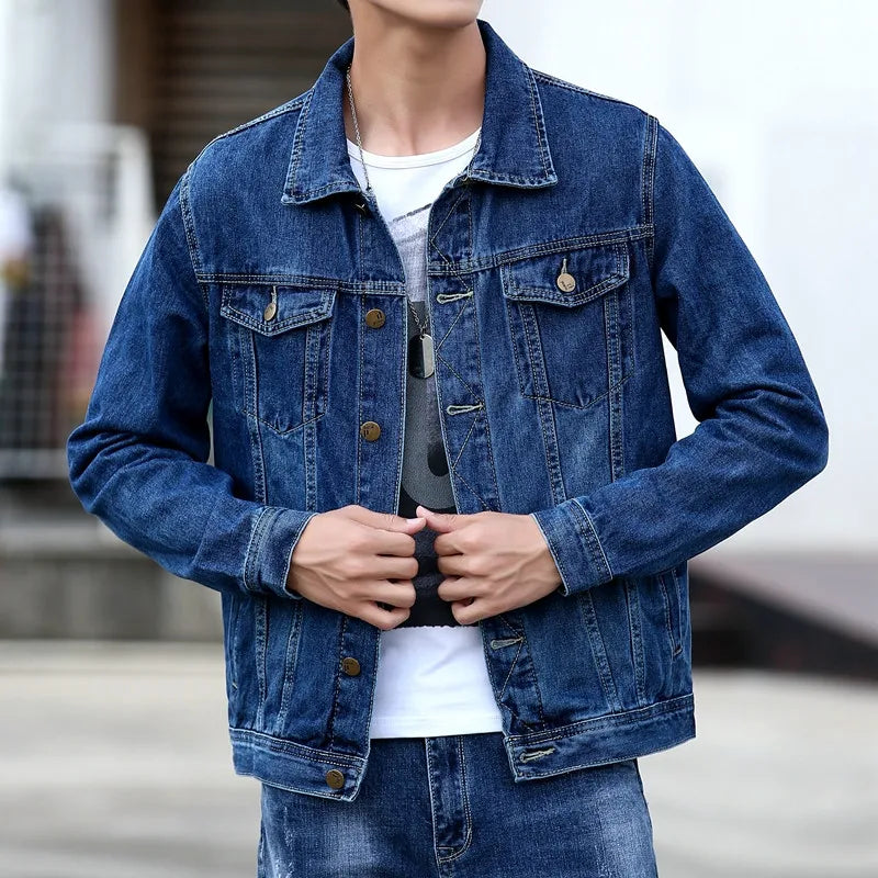 Men’s Premium USA-Made Denim Jacket - Classic Spring/Autumn Streetwear Outerwear