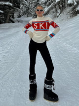 Women’s Retro Ski Print Turtleneck Sweater