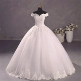 Pure White Wedding Dresses Elegant Boat Neck Ball Gown Simple Vestido De Noiva Plus Size Robe De Mariee