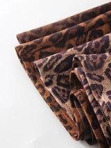Leopard Print Suede Maxi Skirt – Women's Autumn Winter