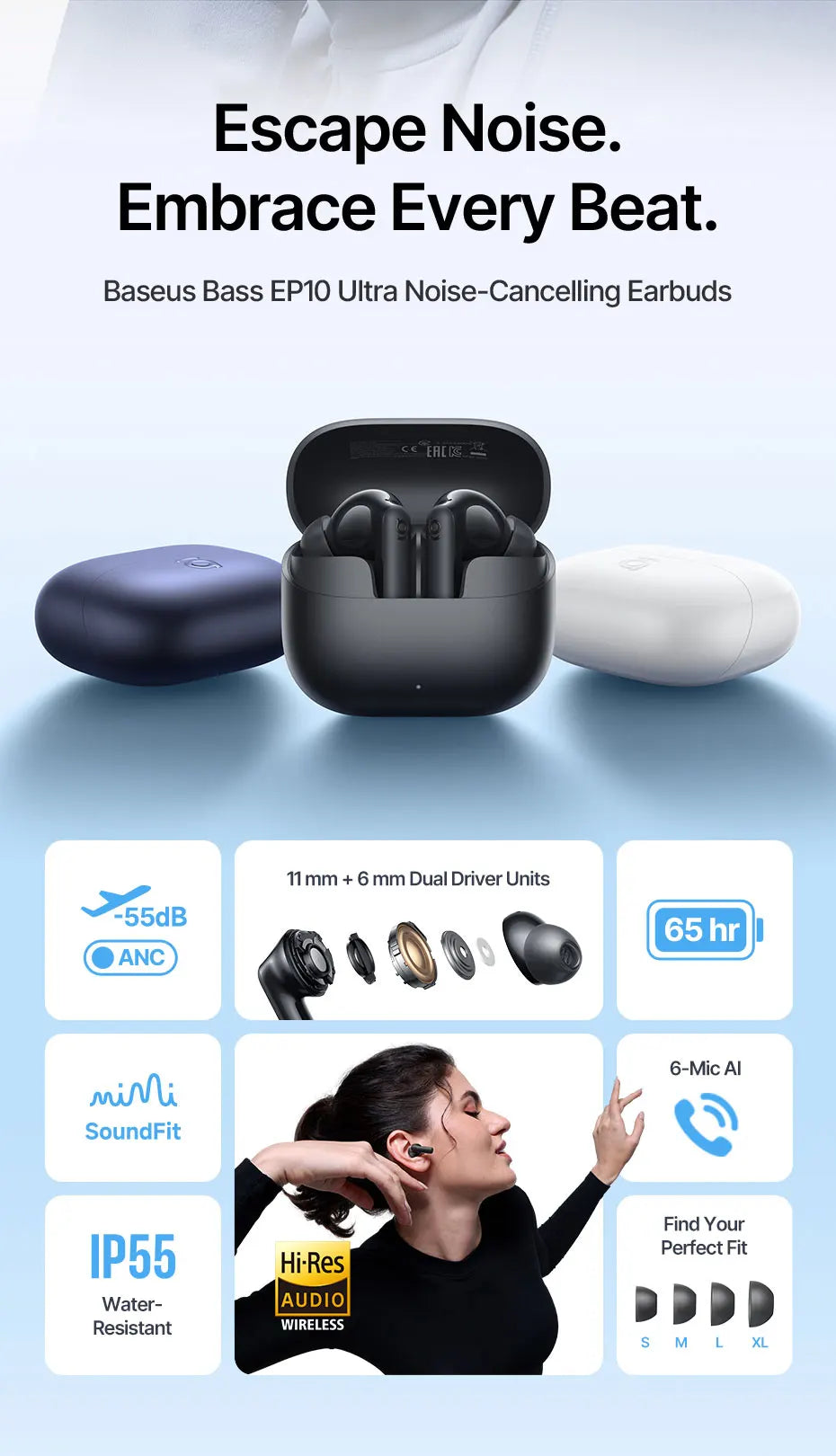 Baseus Bass EP10 Ultra Wireless Earbuds with ANC