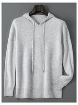 DjzDsm Autumn Winter Men's Sweater 100% Merino Wool Thick Hooded Pullover Soft Knitwear Casual Comfort Wool Clothing Tops