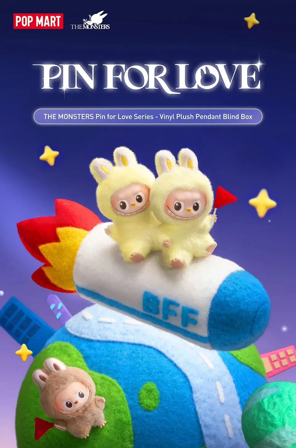 POP MART LABUBU THE MONSTERS PIN FOR LOVE Series Vinyl Plush Pendant Blind Box Toys Kawaii Anime Action Figure Surprise Mystery