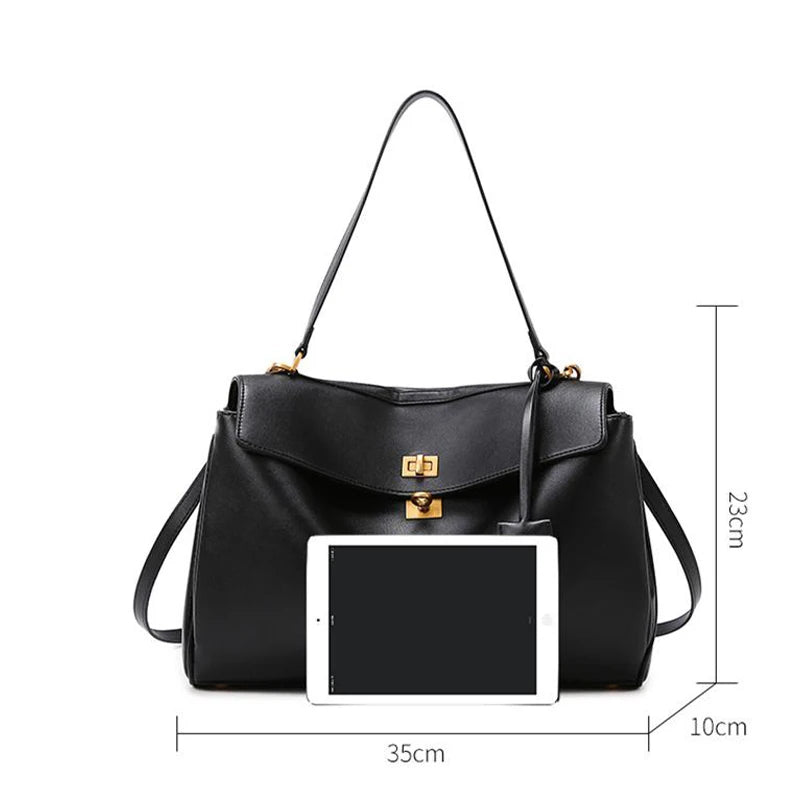 Minimalist Luxury Korean Soft Leather Flap Bag Women Detachable Crossbody Strap Large Capacity Office Daily Commuter Hand Purse