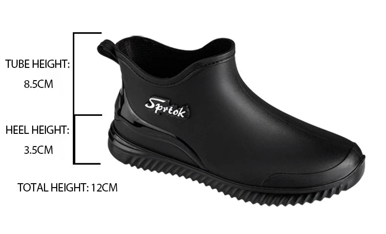 Fashionable Adult Short Rain Boots Waterproof Ankle Shoes Anti-Slip Durable Rubber Footwear For Men Women Suitable for Rainy Day
