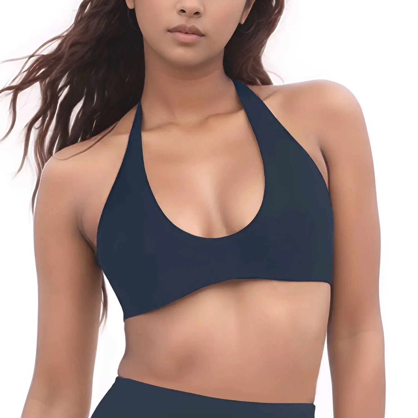 SoftMotion Halter Neck Bralette – High-Support Gym & Yoga Top