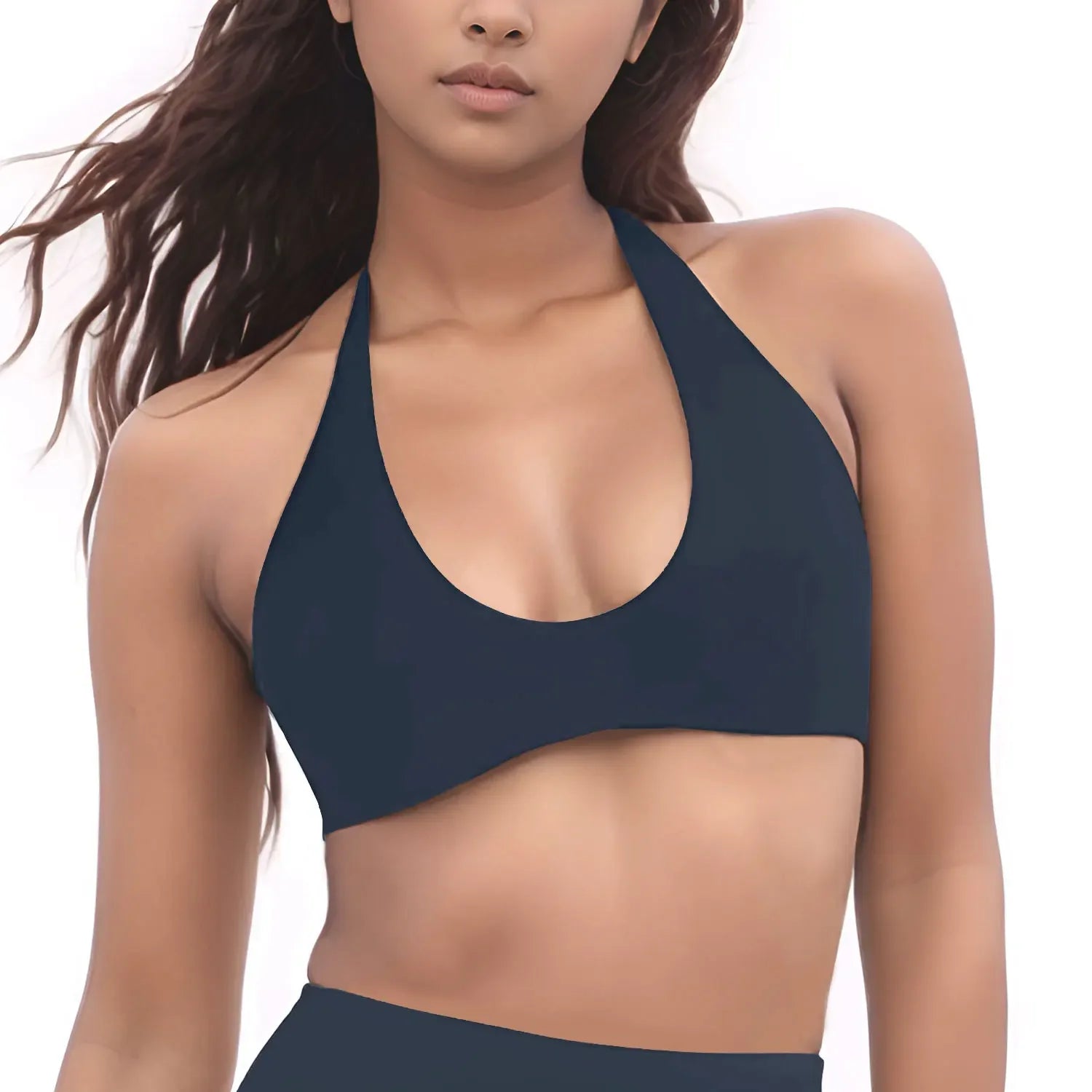 SoftMotion Halter Neck Bralette – High-Support Gym & Yoga Top