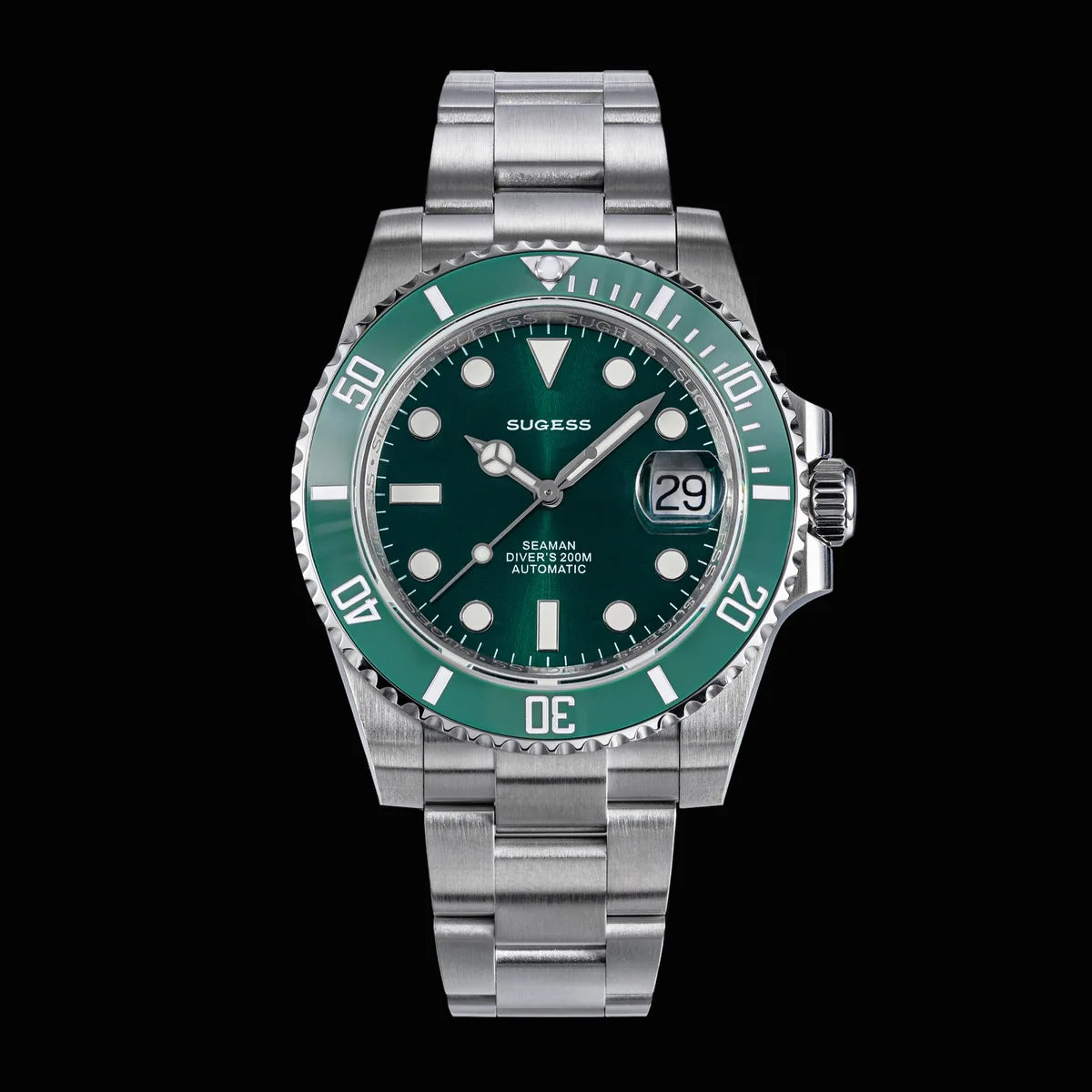Sugess Watch of Men Diver 2130 Automatic Mechanical Wristwatch Date Sapphire Crystal Luminous Ceramic Bezel Waterproof 200M S421