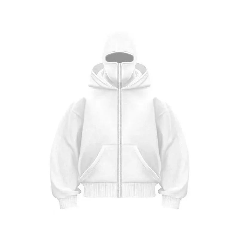 Y2K Double-Hood Zip-Up Balaclava Hoodie