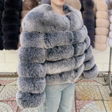 Genuine Fox Fur & Leather Winter Coat