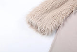 Women's Furry Patchwork Slash Neck Streetwear Jumpsuit