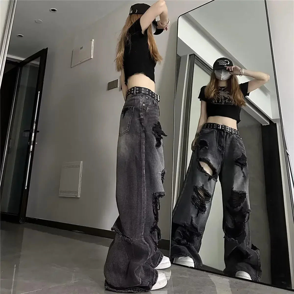 American Style Ripped Bell-Bottom Jeans