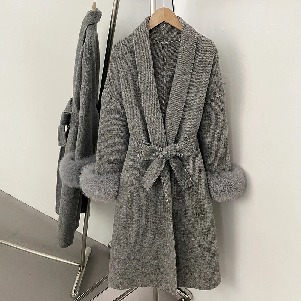 Double-Sided Wool & Fox Fur Jacket