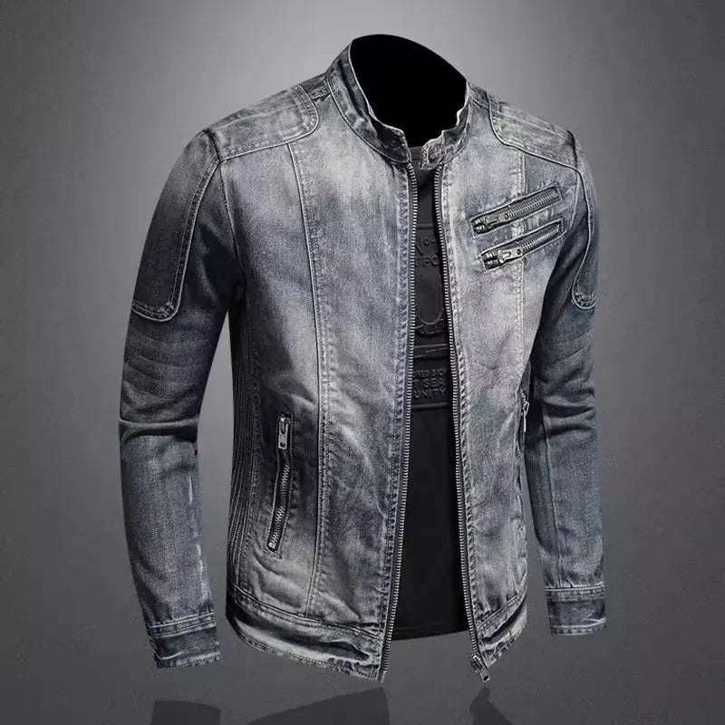 Men's USA-Made Slim Fit Denim Zipper Jacket | Autumn & Winter Casual Coat
