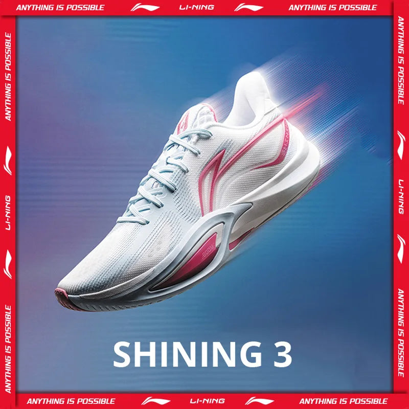Li-Ning Men's SHINING 3 Professional Basketball Shoes BOOM Cushion Lightweight Breathable LiNing Competition Sneakers ABAW007