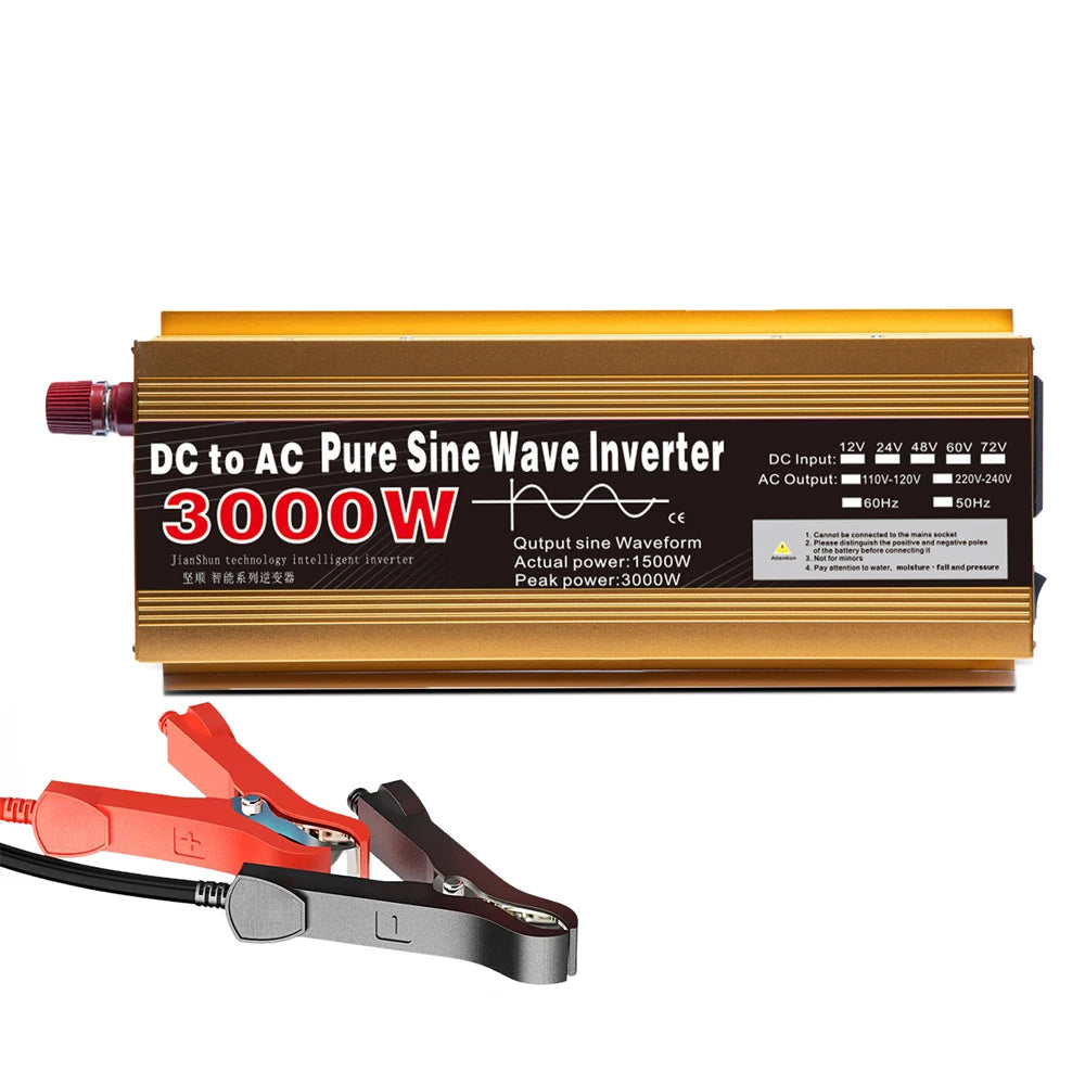 Pure Sine Wave Inverter 12V/24V to 220V | 1600W–3000W