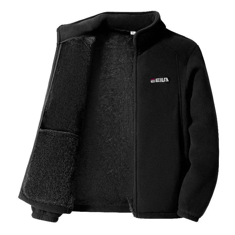 Women's Fleece Zip-Up Jacket with Embroidered Stand Collar
