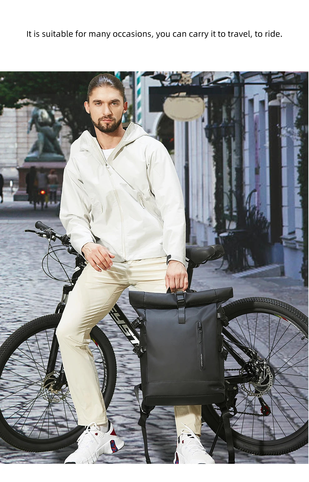 Heroic Knight Men's Backpack Waterproof Roll Top Backpack Women Travel Expandable USB Charging Large Capacity Laptop Bag Mochila
