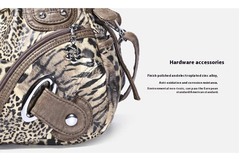 Women Handbags Leopard Bag Top-handle Handbag Fashion Satchel Dumpling Pack Shoulder Bag Tote Bag Hobos Large Purse