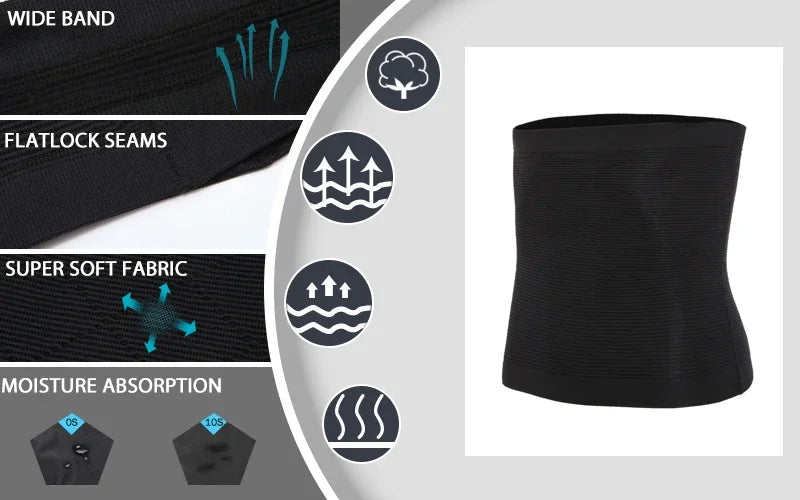 Mens Tummy Control Shapewear Compression Waist Cincher Slimming Body Shaper Belly Fat Girdle Stomach Band Back Support Belt