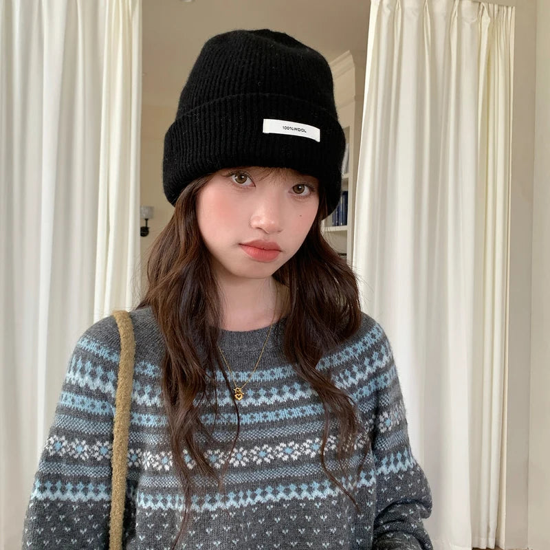 WinvyNee 100% Wool Knitted Beanie Hat – Women & Men