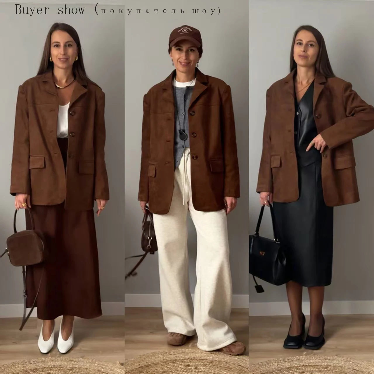 2025 Fall / Autumn Winter New Women Fashion Suede Basic Jacket Basic Blazer