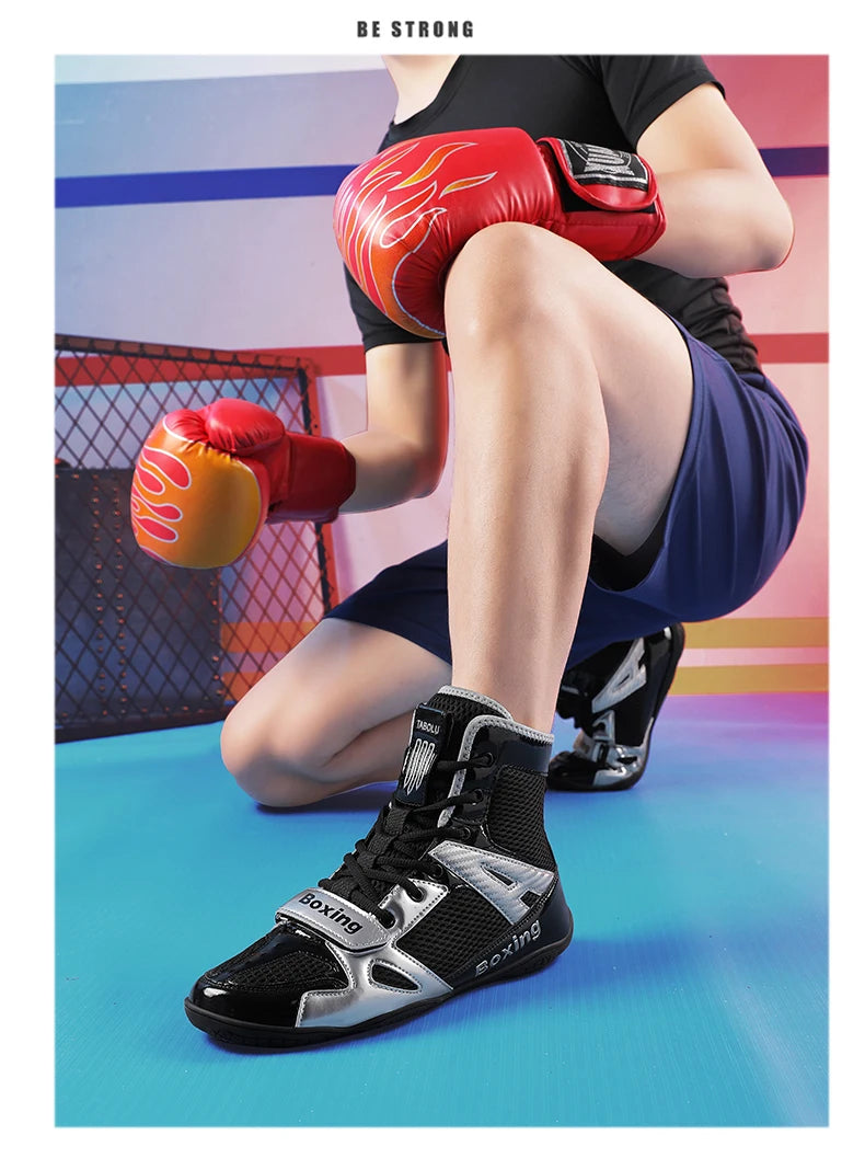 Wrestling Shoes Men 2025 High Top Professional Breathable Mesh Boxing Shoes Wrestling Fighting Sanda Weightlifting Squat Shoes
