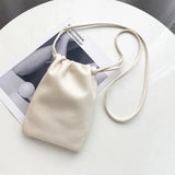 Portable Pu Leather Women Handbags Solid Flap Large Capacity Crossbody Bags Candy Color Mini Bucket Bag