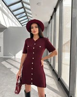 Elegant Ribbed Knit Mini Dress