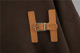 Women’s Autumn Color-Block Knit Set | Loose Split Top & Wide Leg Pants